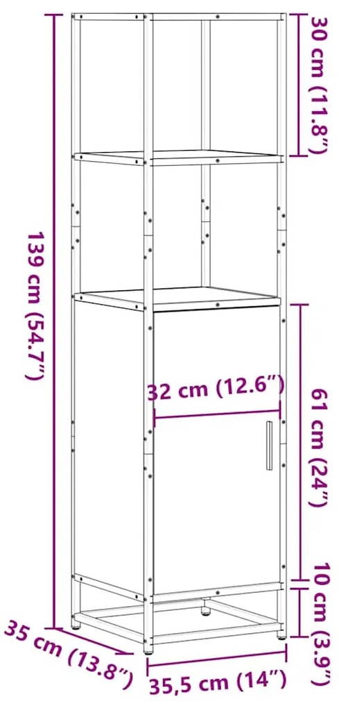 Highboard Μαύρο 35,5x35x139 cm Κατασκευασμένο ξύλο και μέταλλο - Μαύρο