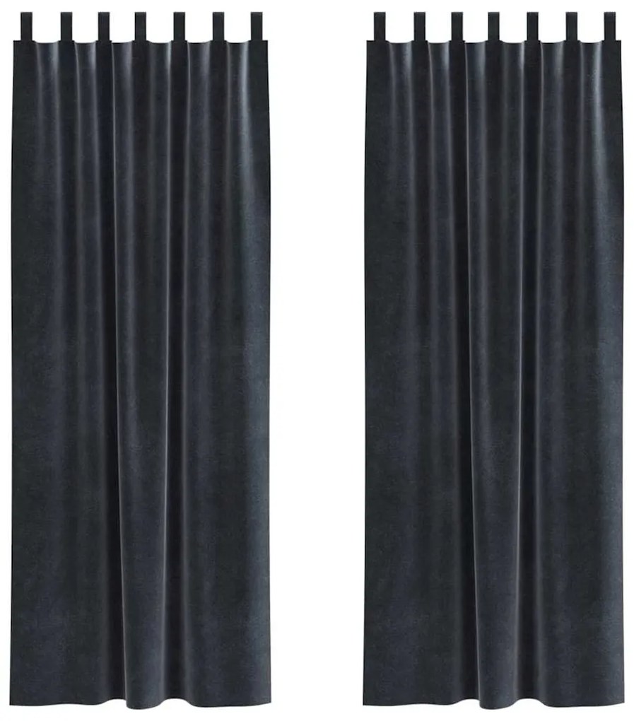 vidaXL Κουρτίνες με κουρτίνες 2 pcs Σκούρο γκρι 140 x 260 cm Βελούδο