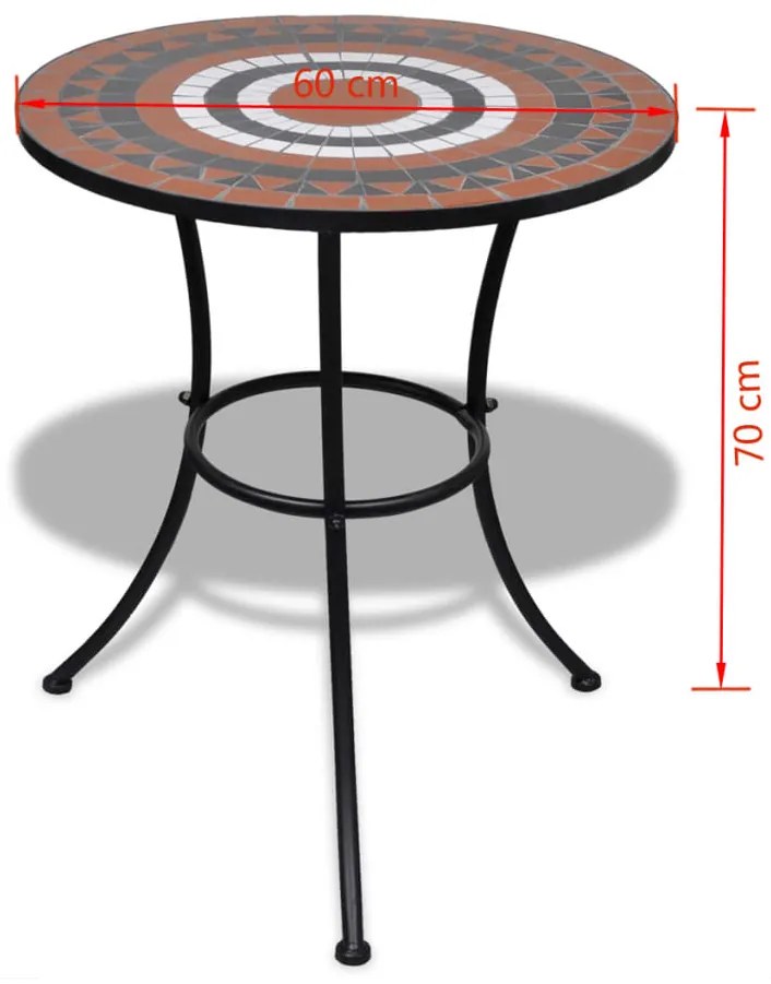 vidaXL Τραπέζι Bistro «Μωσαϊκό» Τερακότα / Λευκό 60 εκ.