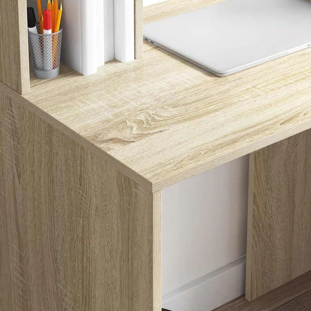 vidaXL Γραφείο με ράφι Sonoma Δρυς 91 x 50 x 149 εκ Επεξεργασμένο ξύλο