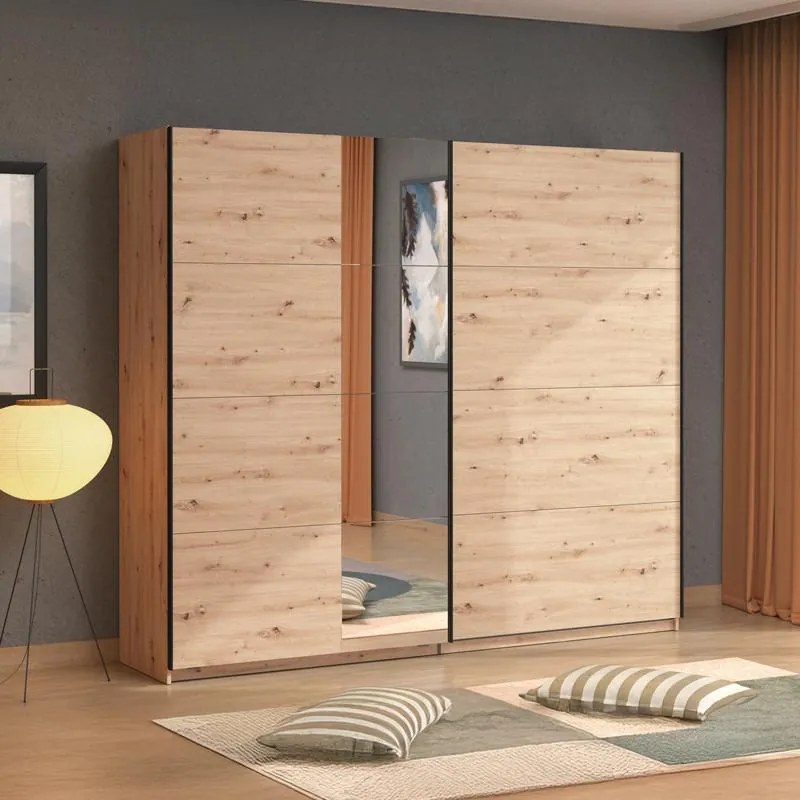 Ντουλάπα Συρόμενη GARD 200 OG Δίφυλλη με Καθρέπτη Artisan Oak 245x61x218εκ. 245x61x218 εκ.