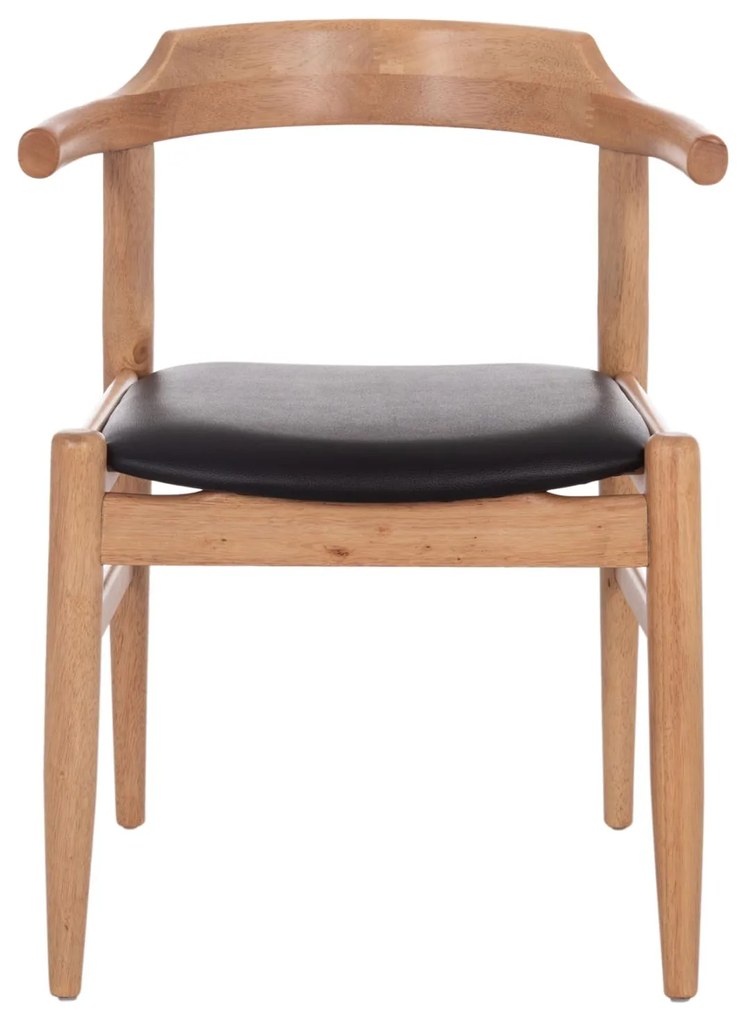 Καρέκλα Πολυθρόνα CERSEI από Rubberwood σε Light Oak & PU Μαύρο 57x53x72Υεκ 2αδα 57x53x72 εκ.