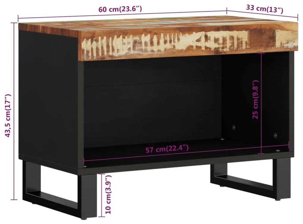 Έπιπλο Τηλεόρασης 60x33x43,5 εκ. από Μασίφ Ανακυκλωμένο Ξύλο - Πολύχρωμο