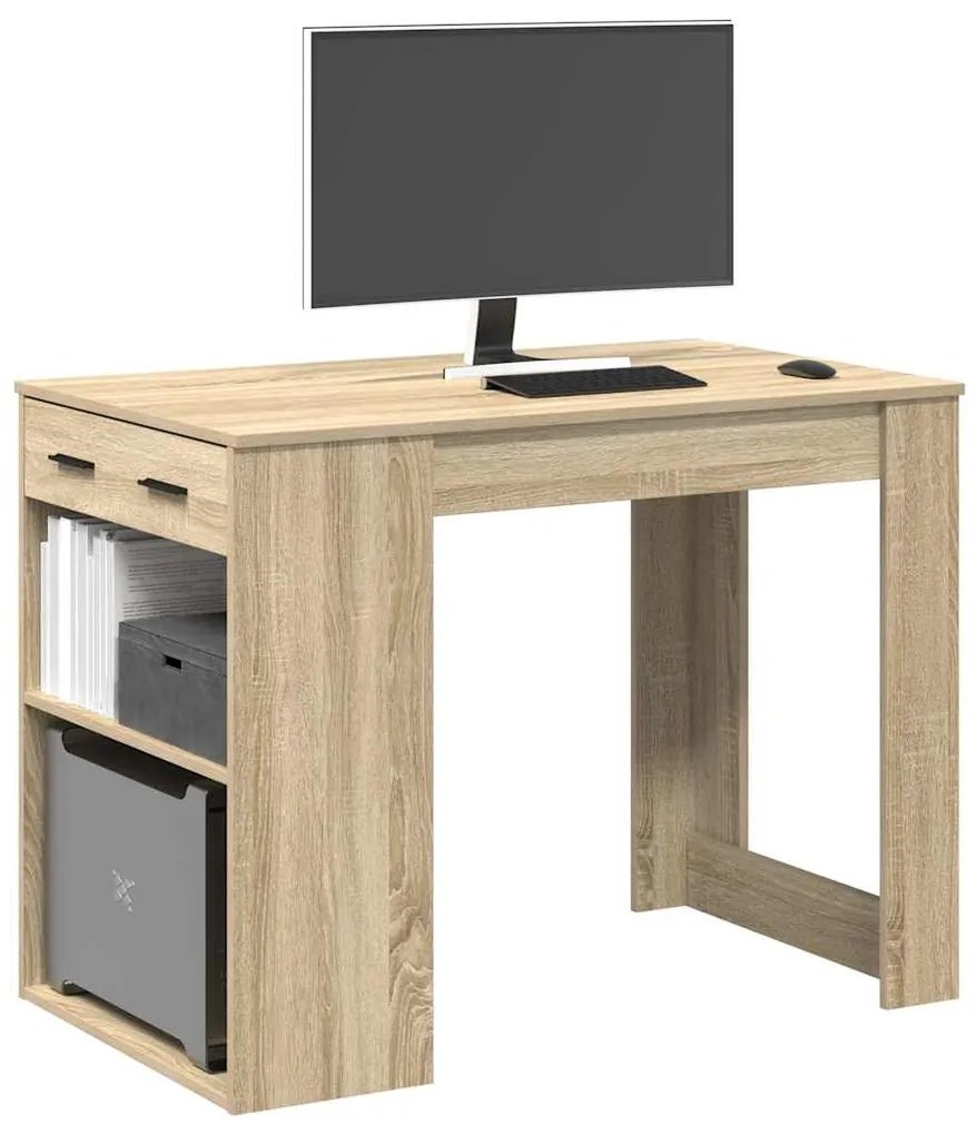 Γραφείο με συρτάρι και ράφι Δρυς sonoma 102x62x77,5 cm