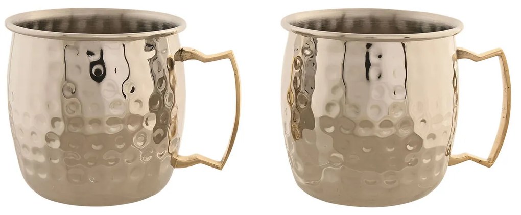 Σετ 2 Κούπες Φλιτζάνια Home ESPRIT Χρυσό Ασημί Loft 480 ml (x2)