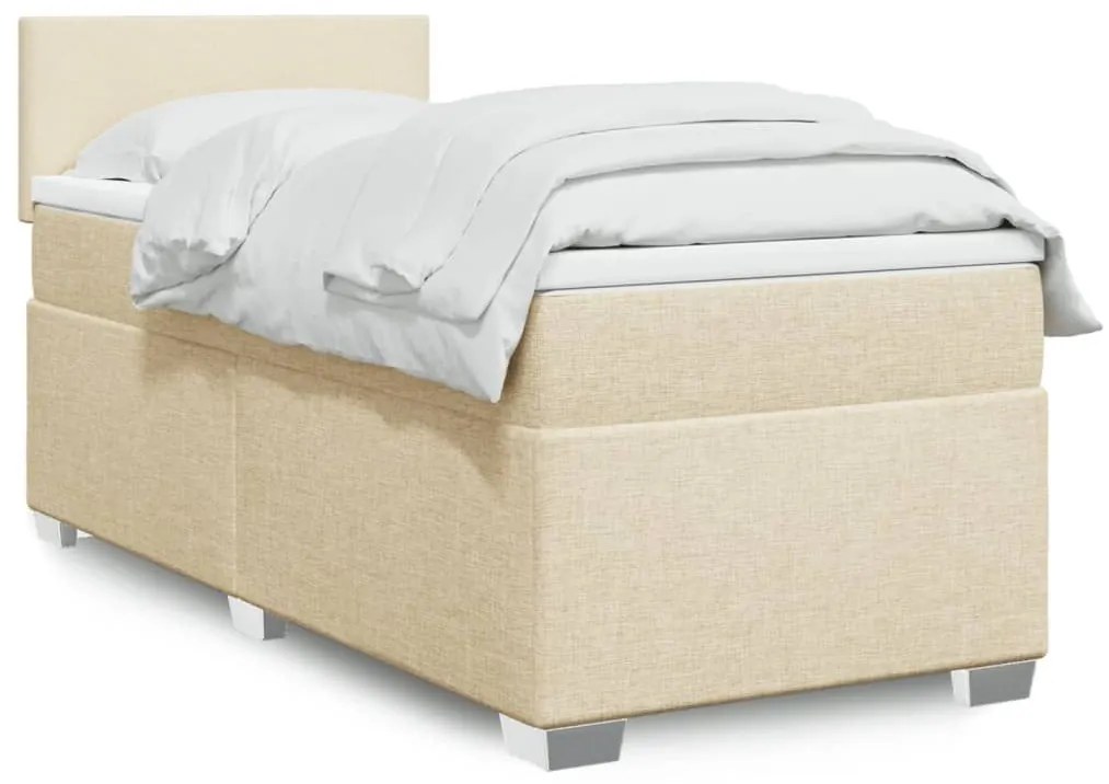 ΚΡΕΒΑΤΙ BOXSPRING ΜΕ ΣΤΡΩΜΑ ΚΡΕΜ 90X190 ΕΚ.ΥΦΑΣΜΑΤΙΝΟ 3288041