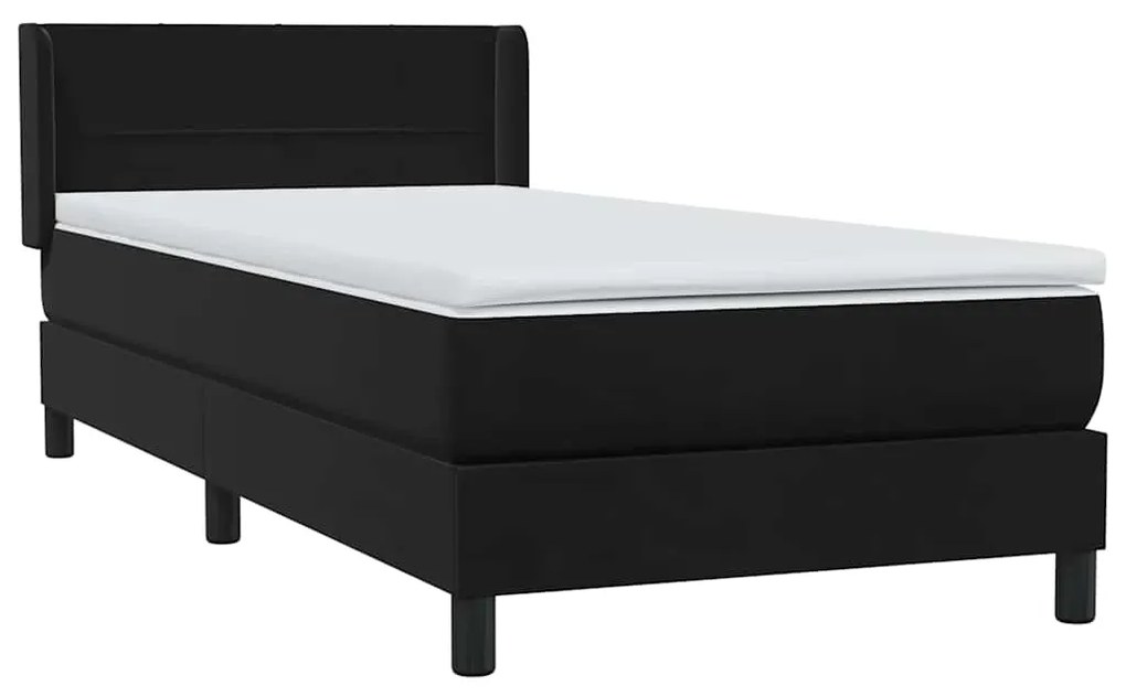 vidaXL Κρεβάτι Boxspring με Στρώμα Μαύρο 90x210 εκ. Βελούδινο