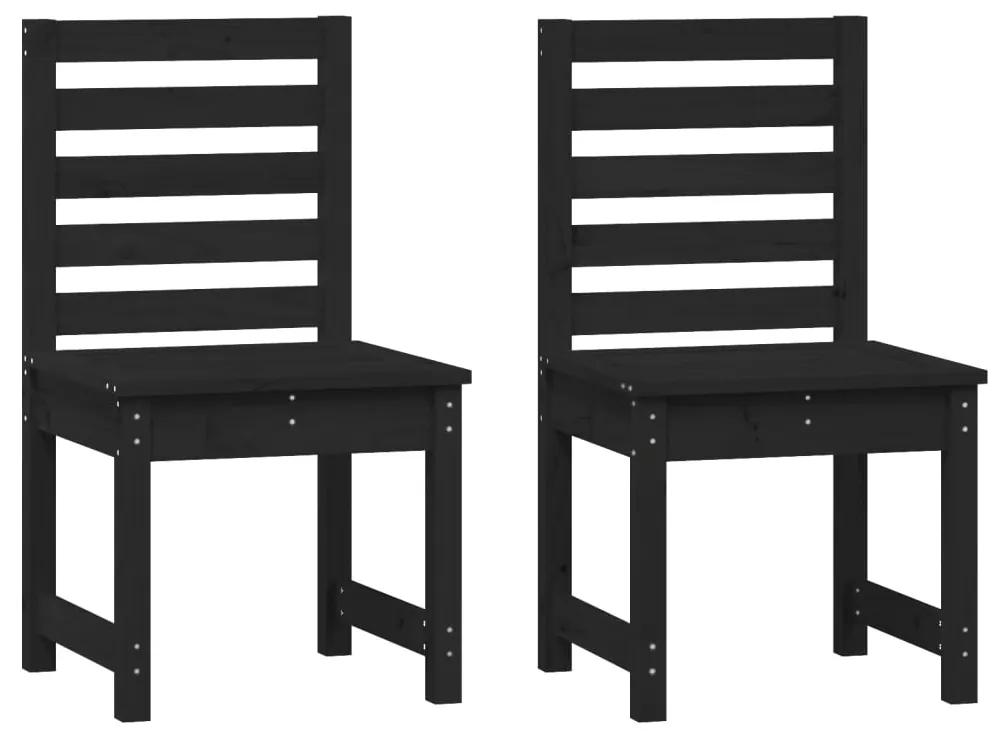 vidaXL Καρέκλες Κήπου 2 τεμ. Μαύρο 50x48x91,5 εκ. Μασίφ Ξύλο Πεύκου