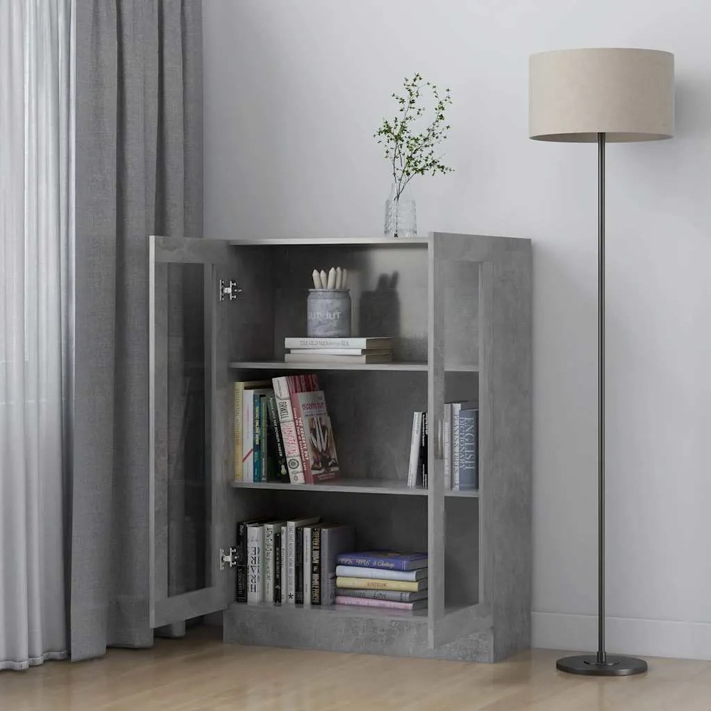 vidaXL Βιτρίνα Γκρι του Σκυροδέματος 82,5 x 30,5 x 115 εκ. Επεξ. Ξύλο