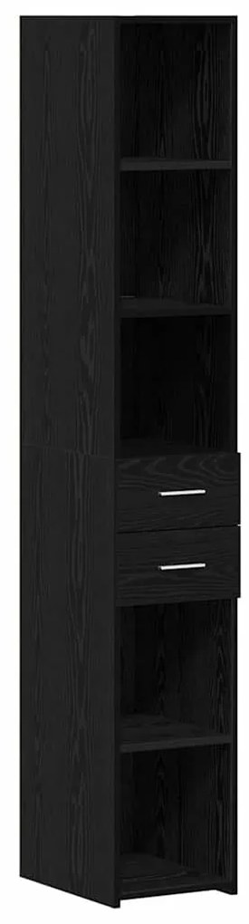 vidaXL Highboard Μαύρη δρυς 30 x 42.5 x 185 εκ Επεξεργασμένο ξύλο