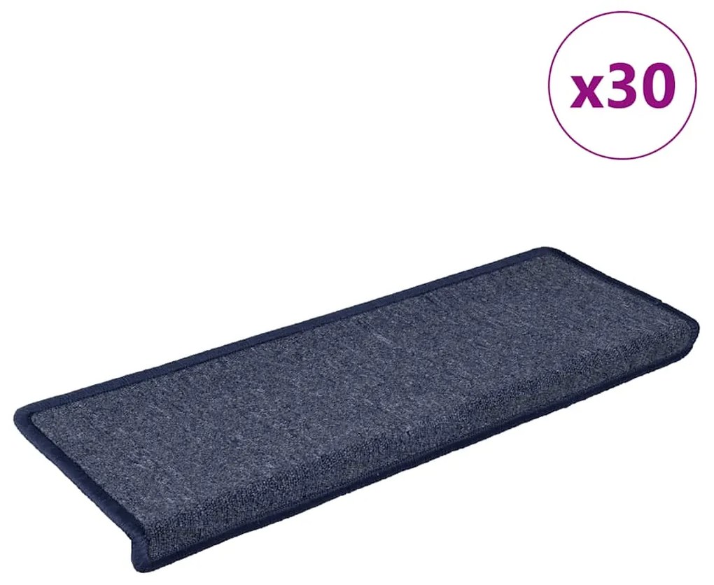 vidaXL Πατάκια Σκαλοπάτια 30 τεμ. 65x21x4 εκ. Σκούρο Γκρι και Μπλε Ορθογώνια Άκρη