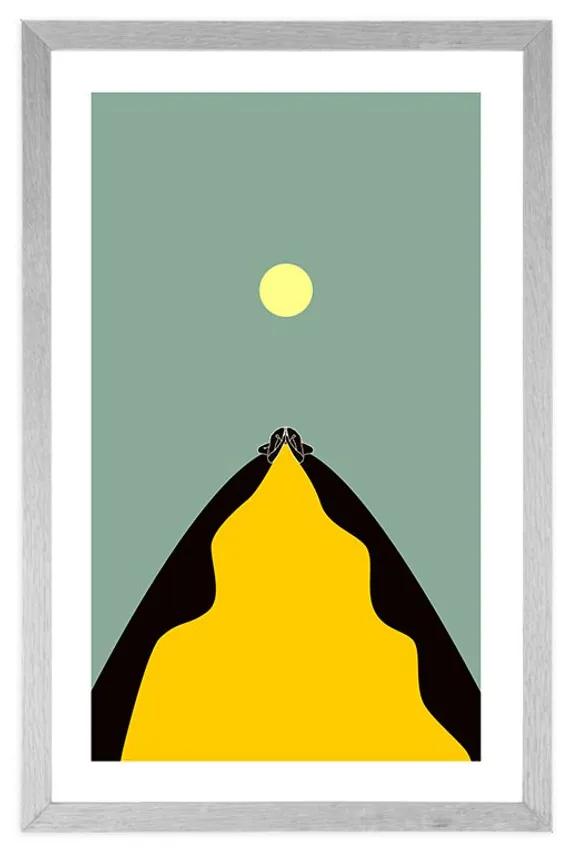 Αφίσα με πασπαρτού Αφηρημένο σχέδιο κορυφής λόφου - 40x60 silver