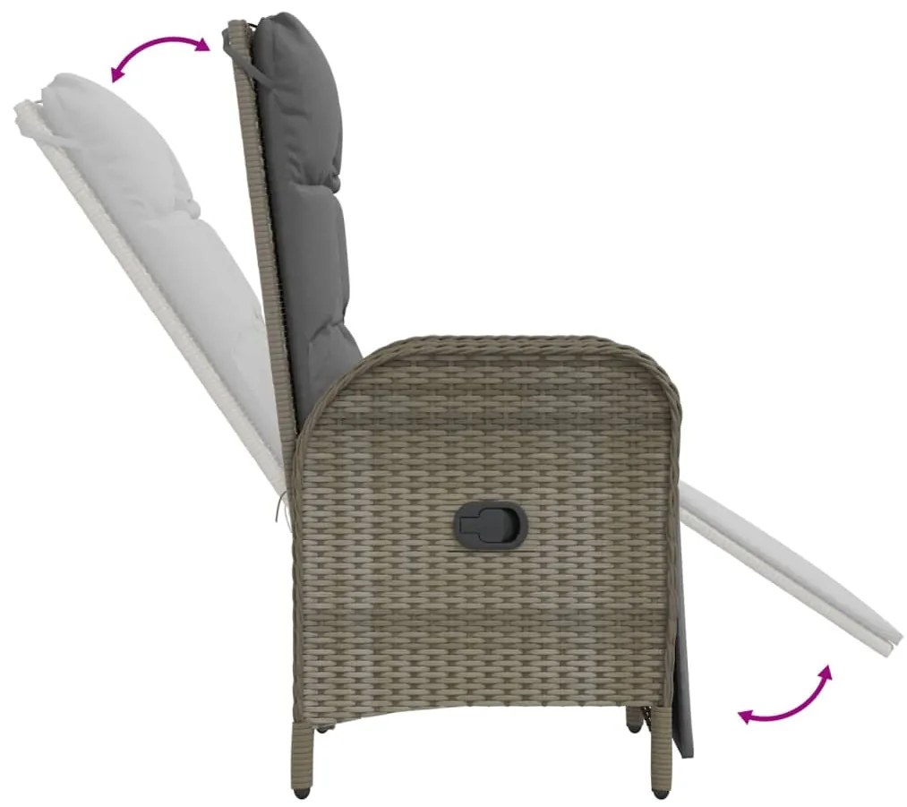 vidaXL Σετ Τραπεζαρίας Κήπου 4 τεμ. Γκρι Συνθετικό Ρατάν με Μαξιλάρια