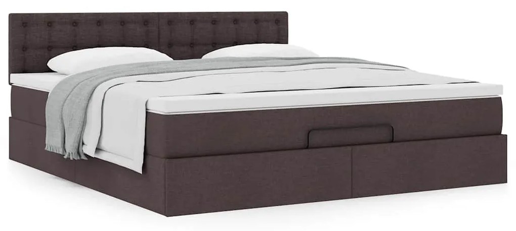 Οθωμανικό κρεβάτι με στρώμα σκούρο καφέ 160x200cm ύφασμα 3311639
