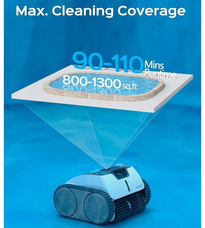 Ασύρματο ρομπότ καθαρισμού πισίνας Wybot Osprey 700 (X100), Li-Ion 8800 mAh, Για έως 80 m2, Αυτονομία έως 110 λεπτά, Αυτόματη αναστροφή, Αυτοπαρκάρει, Λευκό/Μαύρο