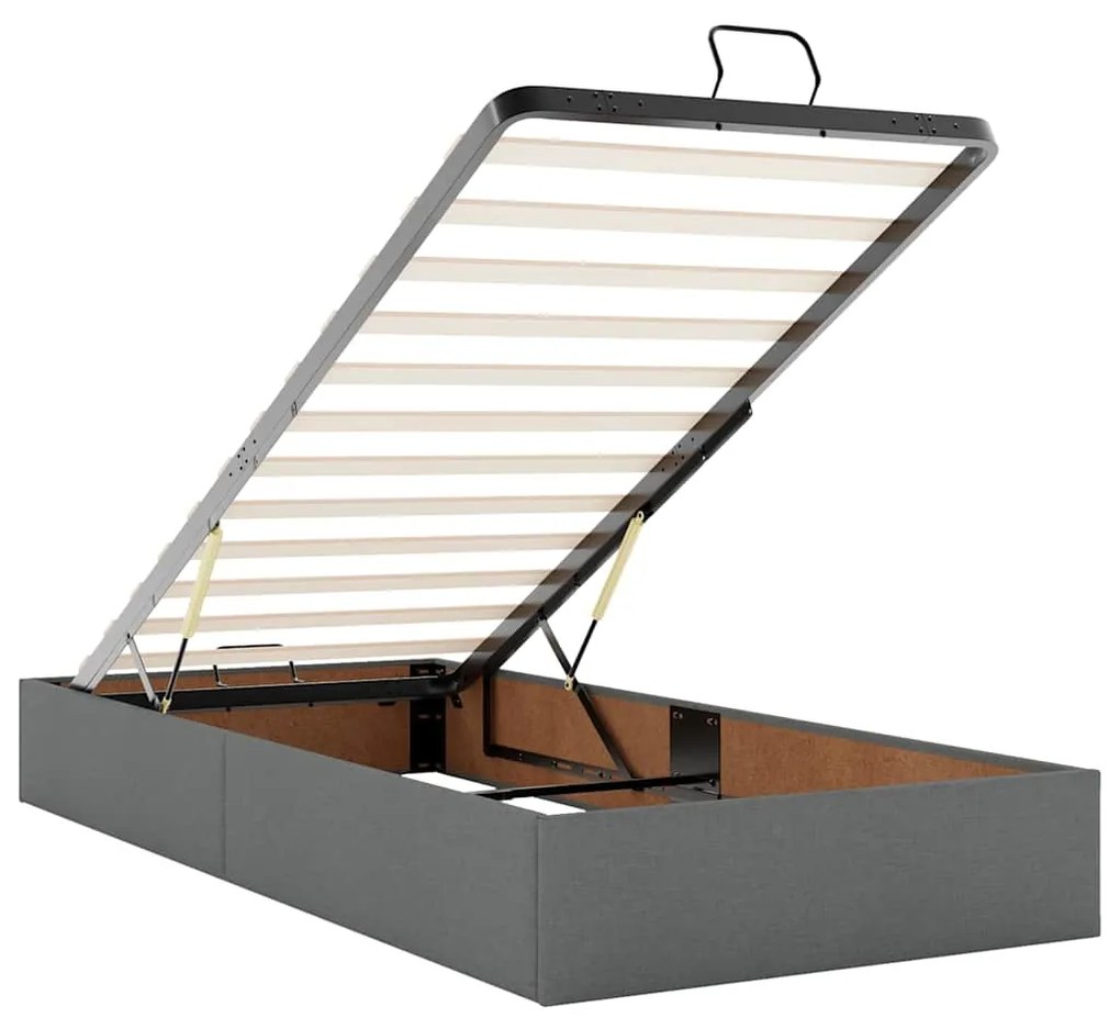 Οθωμανικό κρεβάτι με στρώμα σκούρο γκρι 90x190cm ύφασμα 3311422
