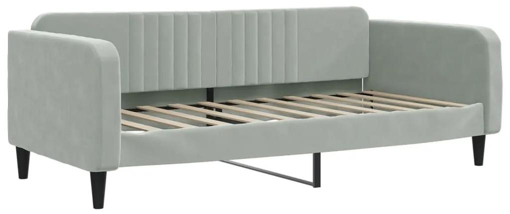 Καναπές Κρεβάτι Ανοιχτό Γκρι 90 x 190 εκ. Βελούδινος - Γκρι