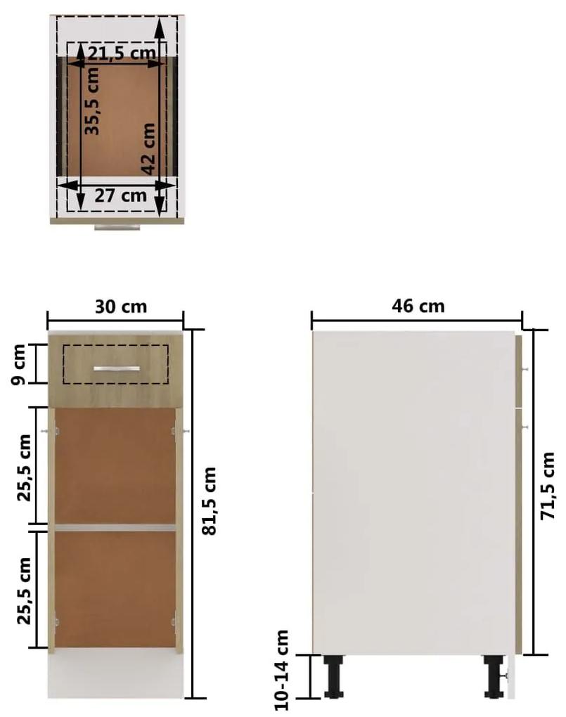 Ντουλάπι με Συρτάρι Sonoma Δρυς 30x46x81,5 εκ. Μοριοσανίδα - Καφέ