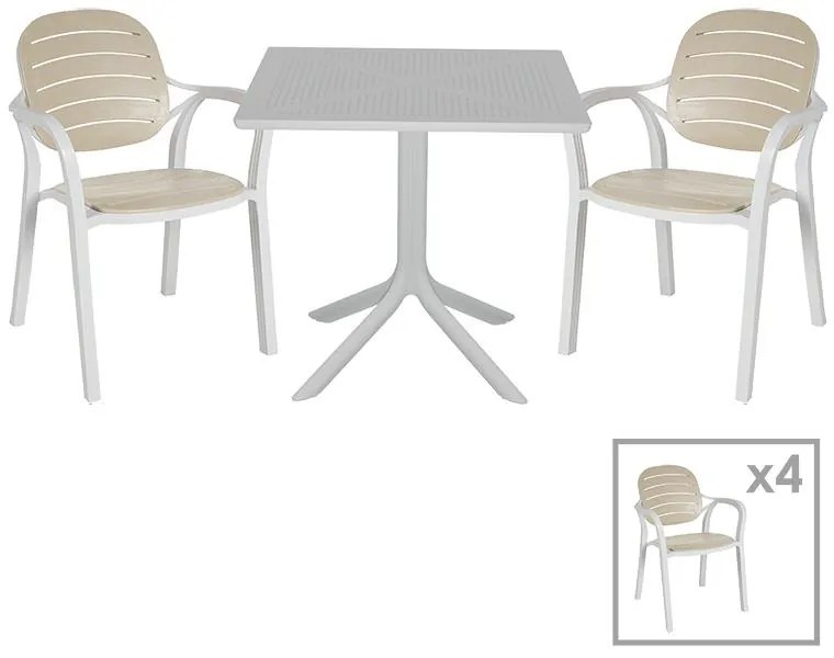 Τραπεζαρία Groovy-Gentle σετ 5τεμ PP λευκό-cappuccino 80x80x74,5εκ 80x80x74.5 εκ.