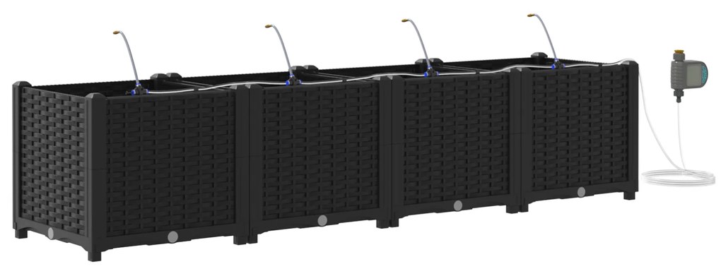 vidaXL Γλάστρες Κήπου 1 τεμ Μαύρο 160 x 40 x 37.5 cm Πλαστικό