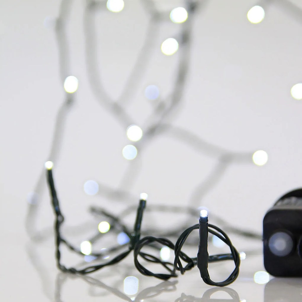 Χριστουγεννιάτικα Λαμπάκια 180 Led Σε Σειρά 11.9μ Ψυχρό Λευκό Με 8 Προγράμματα Eurolamp 600-13220