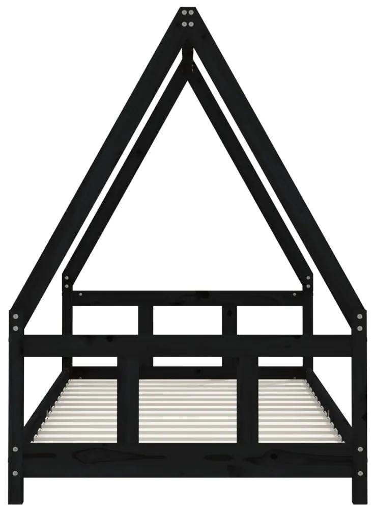 vidaXL Πλαίσιο Παιδικού Κρεβατιού Μαύρο 90 x 190 εκ. Μασίφ Ξύλο Πεύκου