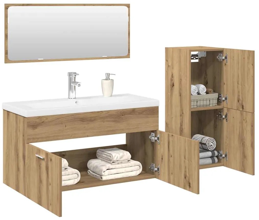 vidaXL Σετ Επίπλων Μπάνιου 4 Τεμαχίων Τεχνίτης Δρυς από Τεχν. Ξύλο