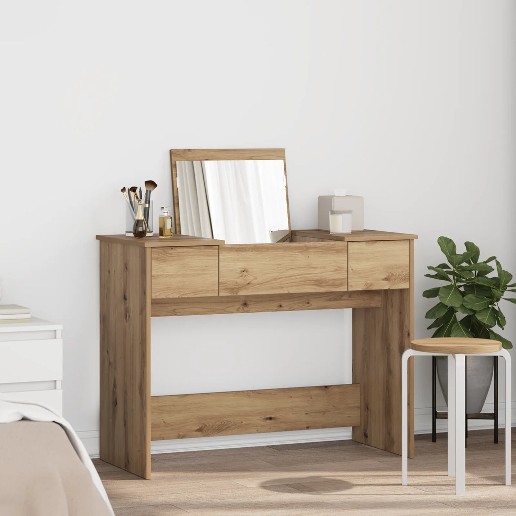 vidaXL Τραπέζι Μακιγιάζ με Καθρέπτη Δρυός 100x45x76 εκ.