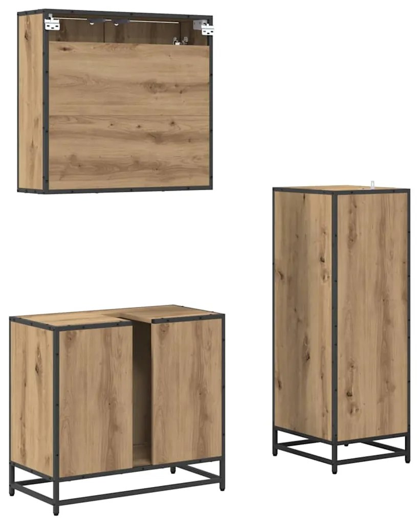 vidaXL Σετ Επίπλων Μπάνιου 3 pcs Artisan Oak Επεξεργασμένο ξύλο