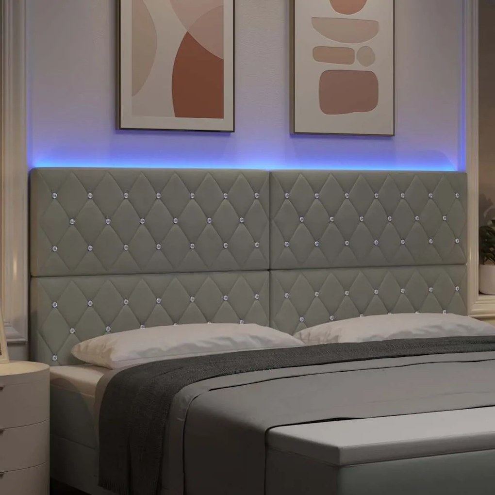 vidaXL Κεφαλάρι LED με φώτα λωρίδας LED Ανοιχτό γκρι 100 cm Βελούδο