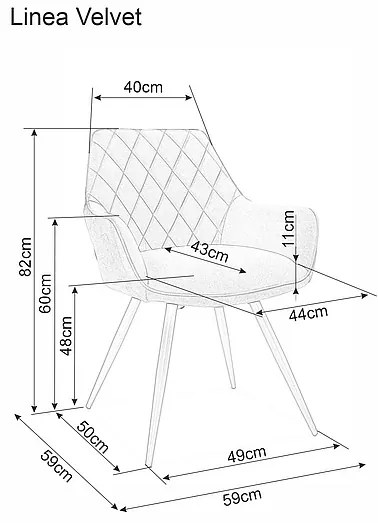 Καρέκλα τραπεζαρίας βελούδινη Linea Velvet 43 x 43x 82 DIOMMI LINEAVCBE