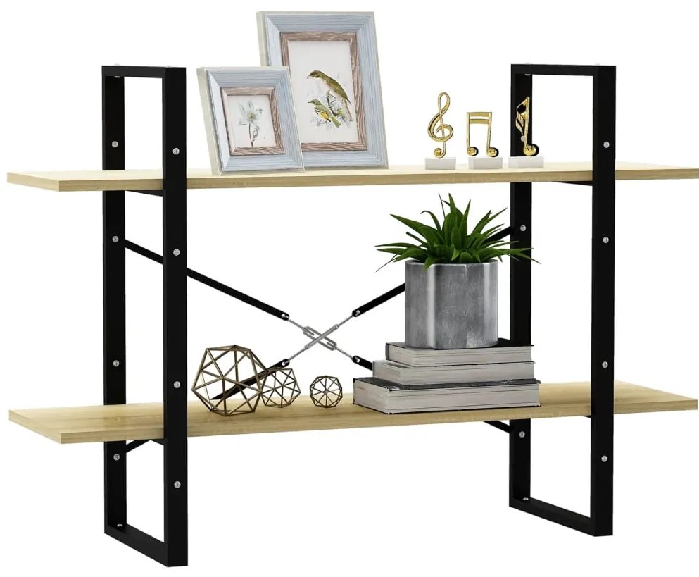 vidaXL Βιβλιοθήκη με 2 Ράφια Sonoma Δρυς 100 x 30 x 70 εκ. Επεξ. Ξύλο