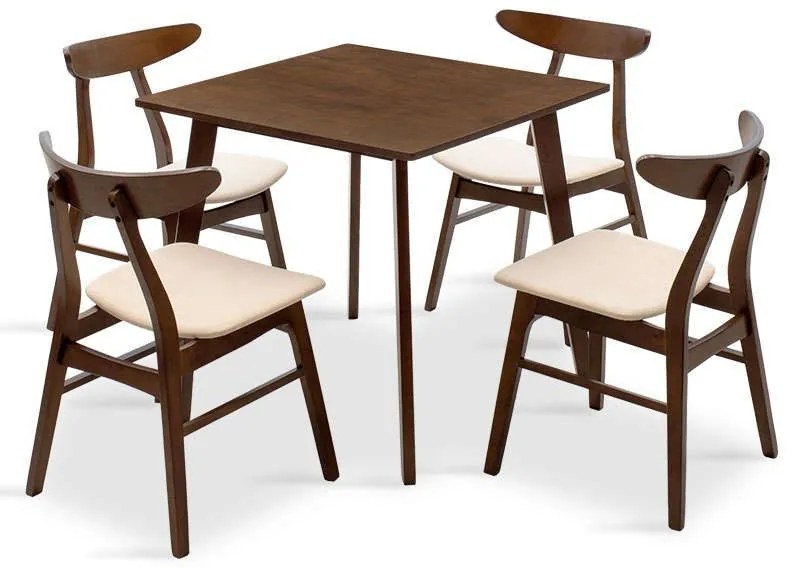 Τραπεζαρία Benson - Orlean Σετ 5τμχ 80x80x75cm 200-000176 Walnut Four Seater