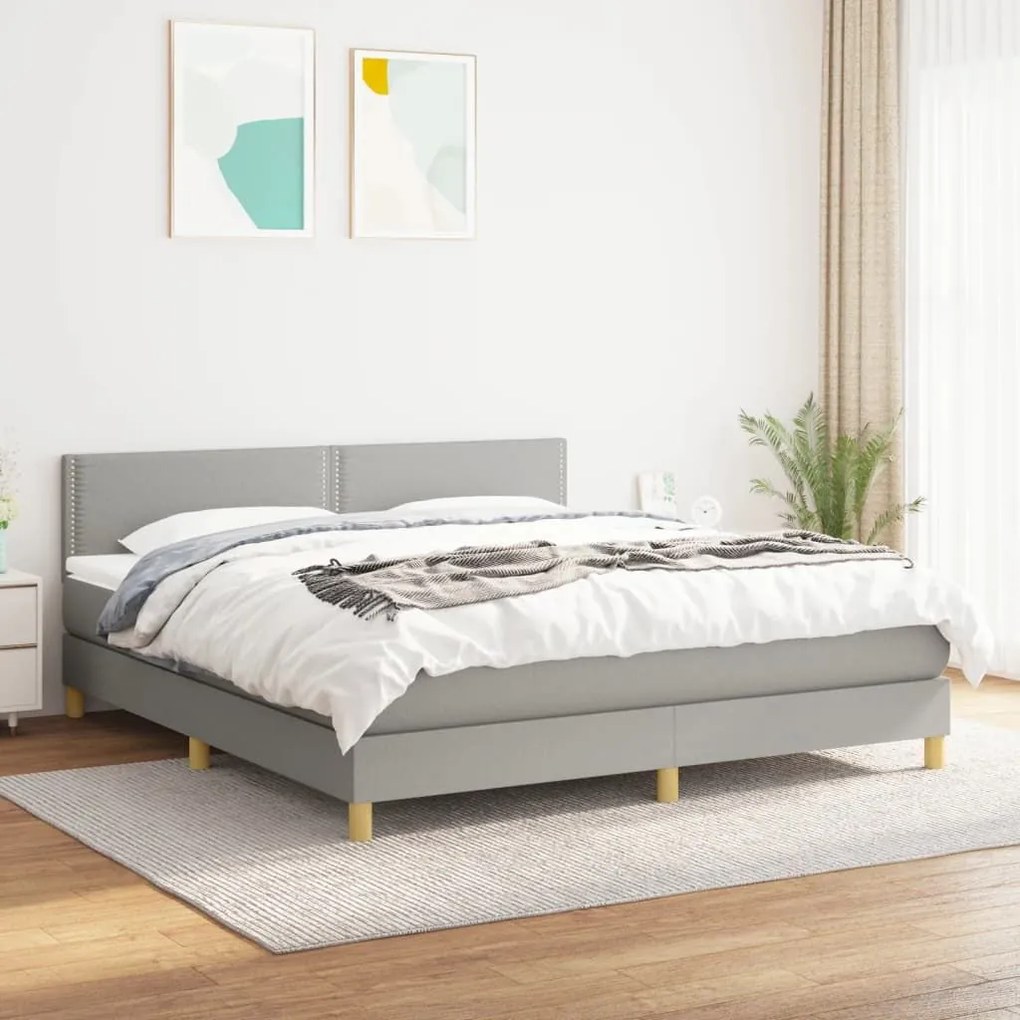 ΚΡΕΒΑΤΙ BOXSPRING ΜΕ ΣΤΡΩΜΑ ΑΝΟΙΧΤΟ ΓΚΡΙ 180X200 ΕΚ. ΥΦΑΣΜΑΤΙΝΟ 3140553