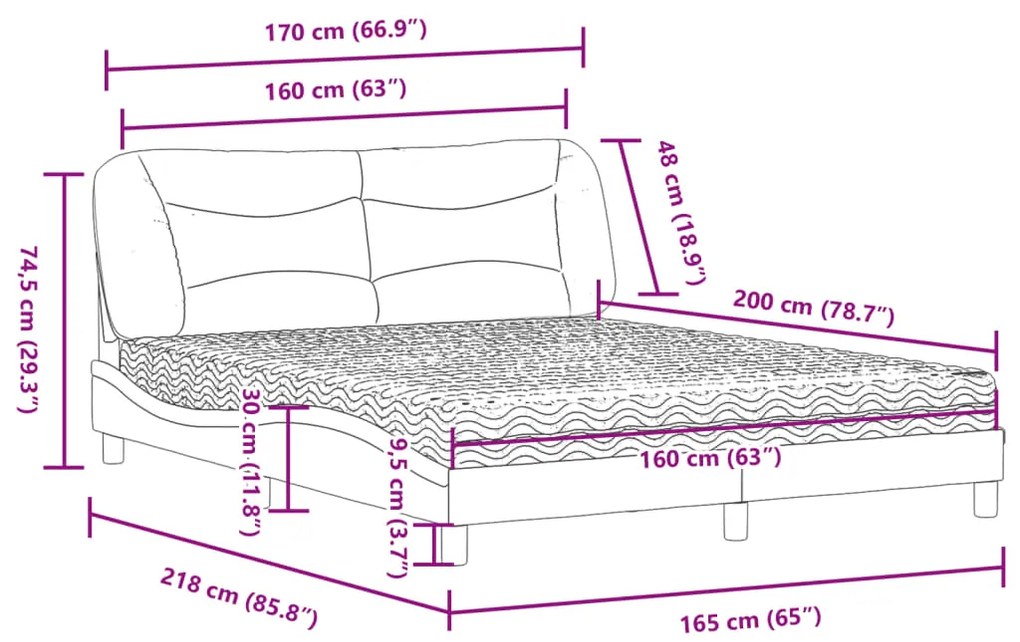 ΚΡΕΒΑΤΙ ΜΠΛΕ 160X200 ΕΚ. ΥΦΑΣΜΑΤΙΝΟ 3208547