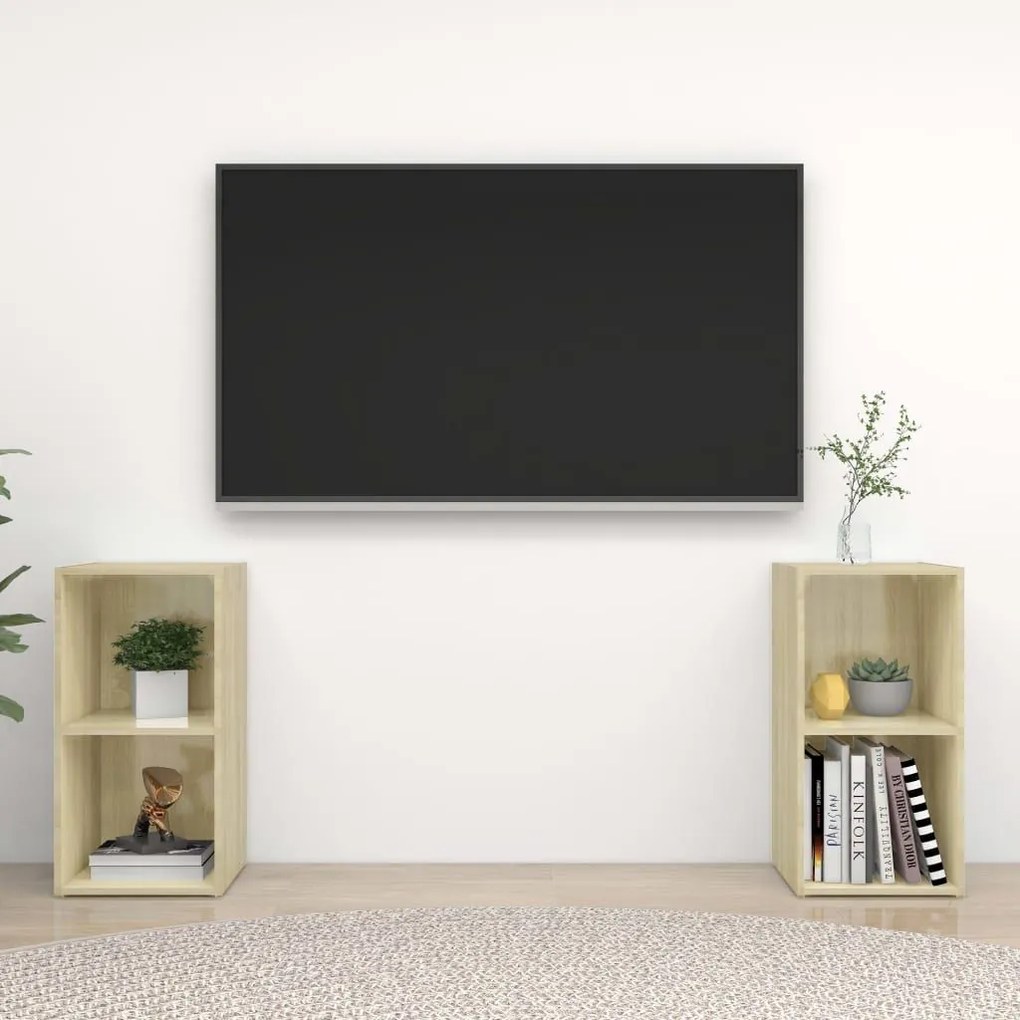Έπιπλα Τηλεόρασης 2 τεμ Sonoma Δρυς 72x35x36,5εκ Επεξ. Ξύλο 3079901