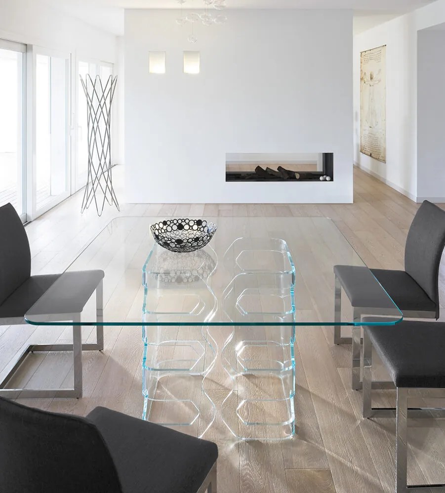 Τραπέζι Glenn 180x110x77 - Extralight clear curved glass