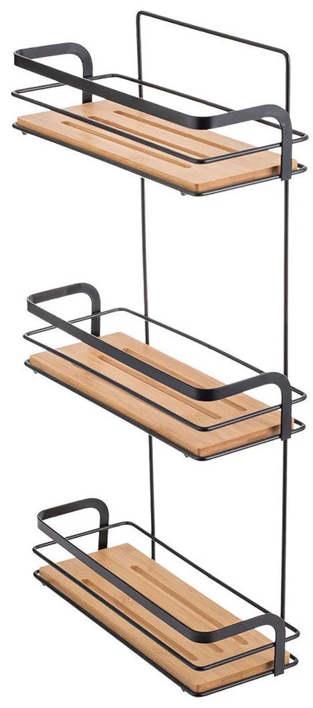 Εταζέρα Bamboo Essentials Μεταλλική Ισια 3 Θέσεων 25.5X10.5X49cm Μαύρη - Estia