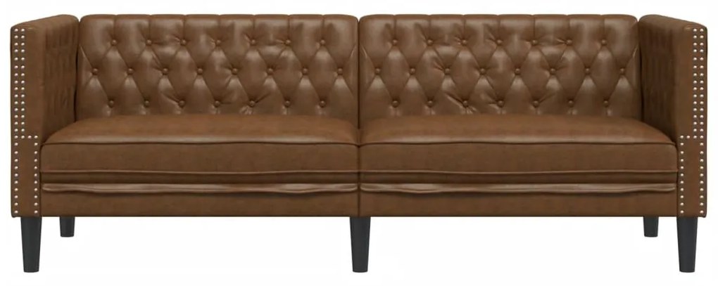 vidaXL Καναπές Chesterfield 3θέσιος Καφέ δέρμα Faux Suede Brown