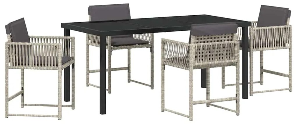 vidaXL Σέτ φαγητού για κήπο 5 pcs Ανοιχτό γκρι συνθετικό ρατάν