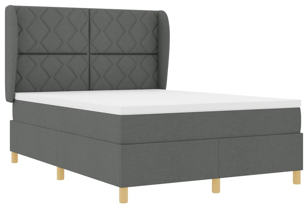 vidaXL Κρεβάτι Box Spring με στρώμα  Σκούρο Γκρι 140x200 εκ. Υφασμα