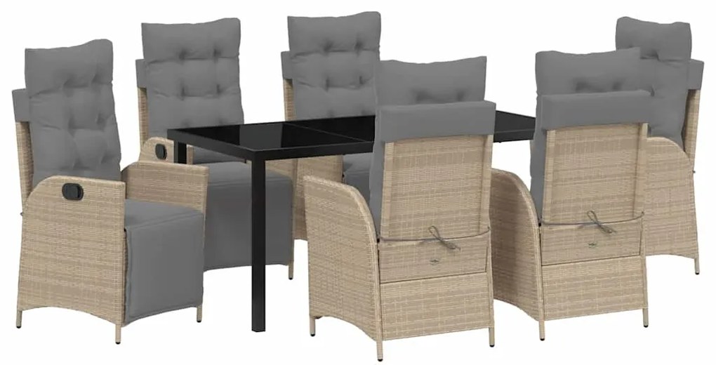 vidaXL Σέτ φαγητού για κήπο 7 pcs Μπεζ Πολυ ράταν