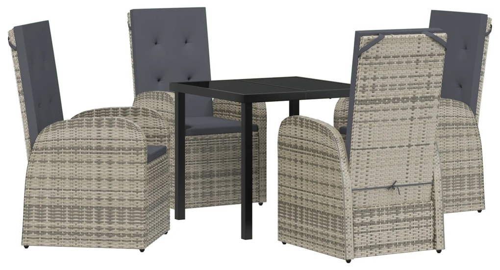 vidaXL Σετ Εξωτερικών Επίπλων 5 pcs Γκρι Σκούρο Γκρι 80 x 80 x 73 εκ