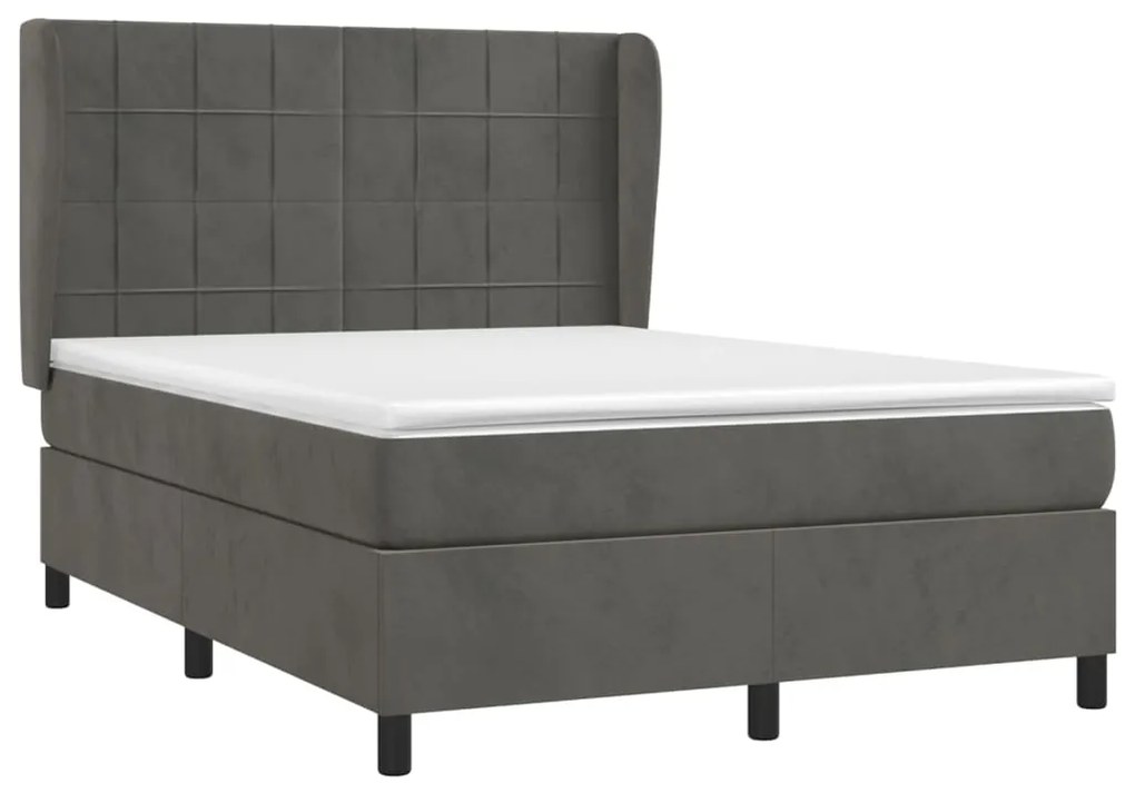 ΚΡΕΒΑΤΙ BOXSPRING ΜΕ ΣΤΡΩΜΑ ΣΚΟΥΡΟ ΓΚΡΙ 140X190 ΕΚ. ΒΕΛΟΥΔΙΝΟ 3129208