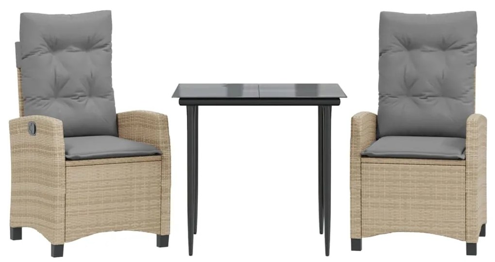 Σετ Τραπεζαρίας Κήπου 3 τεμ. Μικτό Μπεζ Συνθ. Ρατάν & Μαξιλάρια 3212822