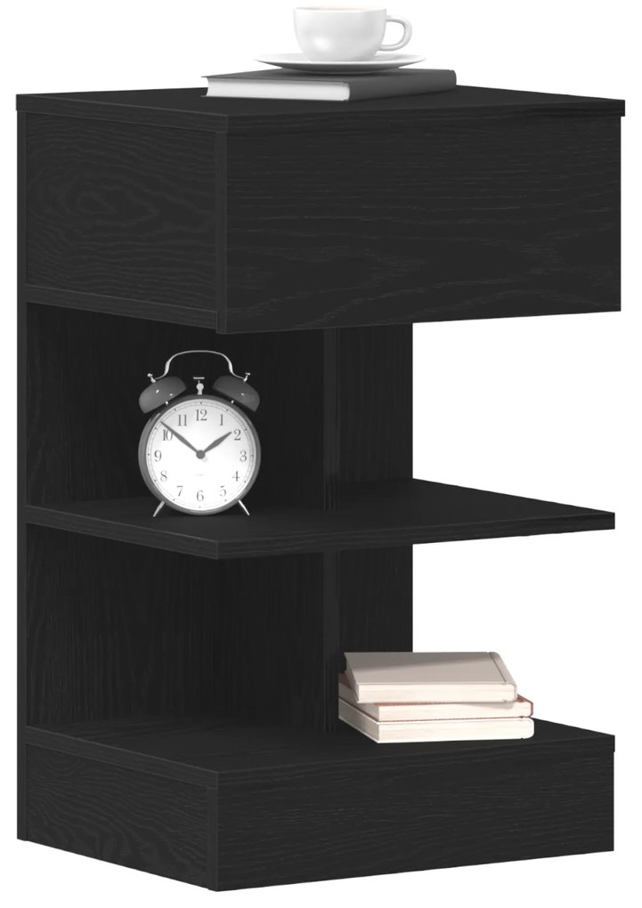 vidaXL Κομοδίνο Μαύρη Δρυς 40x35x65 εκ Επεξεργασμένο Ξύλο