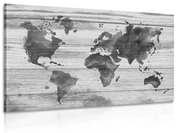 Περίγραμμα εικόνας ενός ασπρόμαυρου χάρτη σε ξύλινο φόντο - 60x40