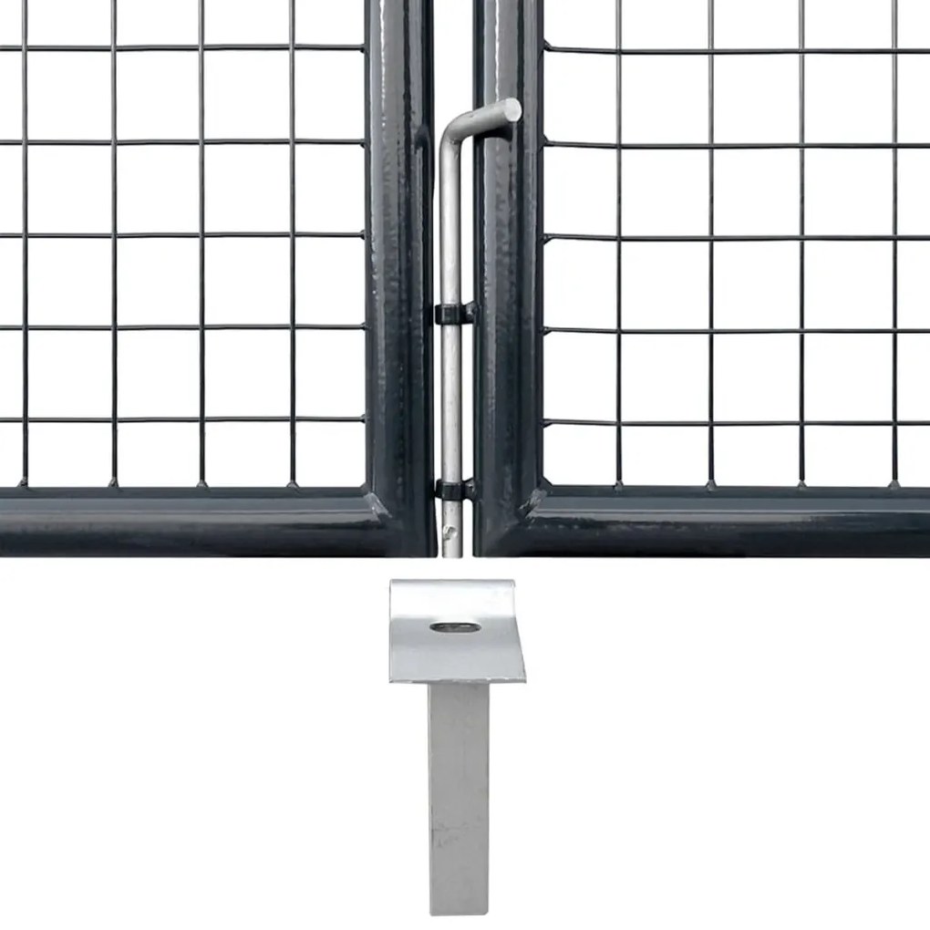 vidaXL Πόρτα Κήπου με Πλέγμα Γκρι 306 x 150 εκ. από Γαλβανισμένο Ατσάλι