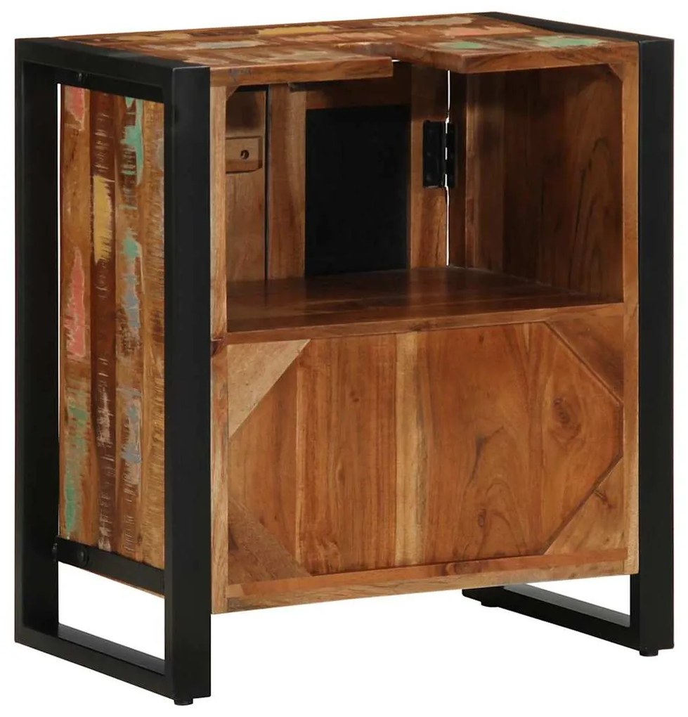 vidaXL Ντουλάπι Μπάνιου Καφέ 55 x 35 x 60 εκ. Στερεό Ανακτηθέν Ξύλο