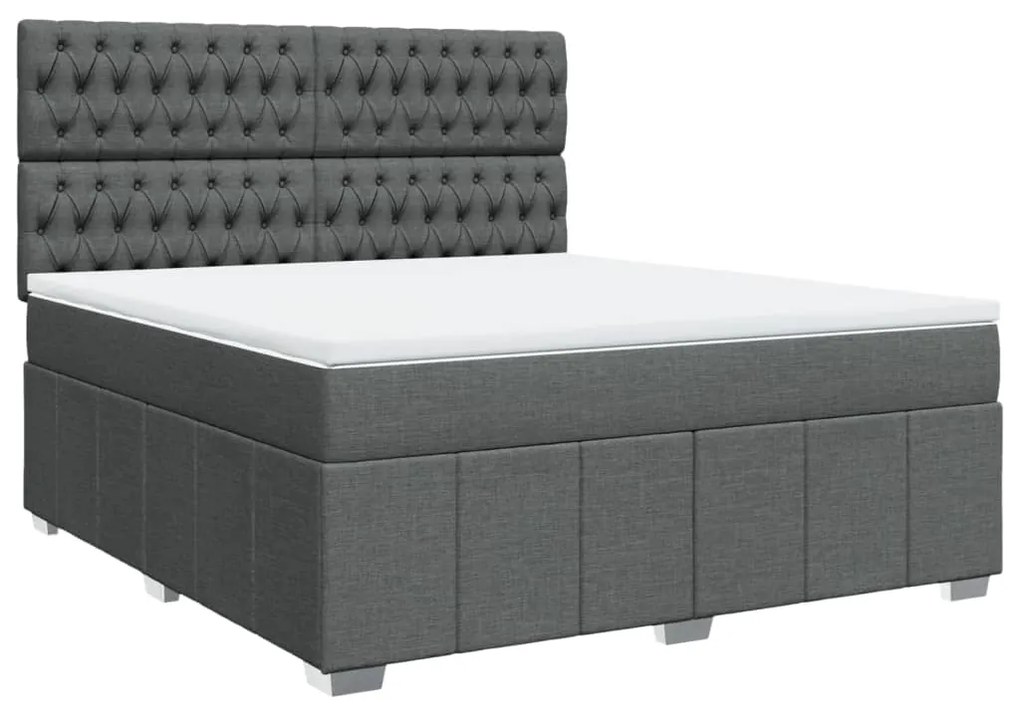 Κρεβάτι Boxspring με Στρώμα Σκούρο Γκρι 180x200 εκ Υφασμάτιν - Γκρι